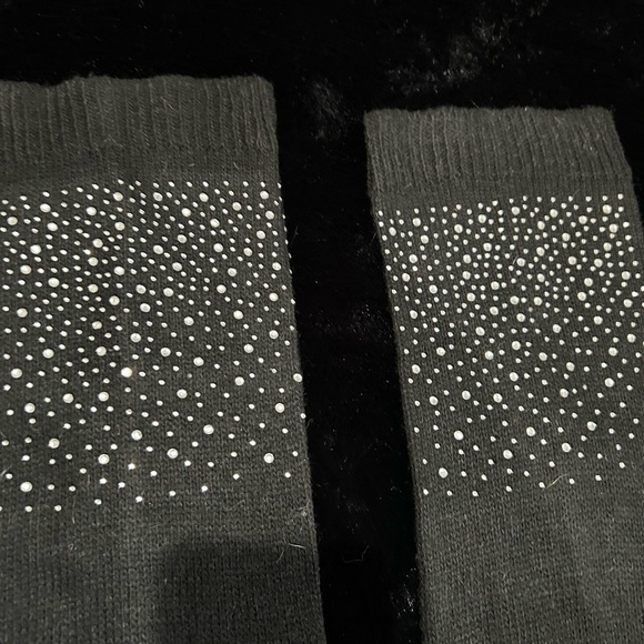 Black Knit Arm/Leg Warmers with Rhinestone Embellishments – Stylish & Cozy - Picture 4 of 4